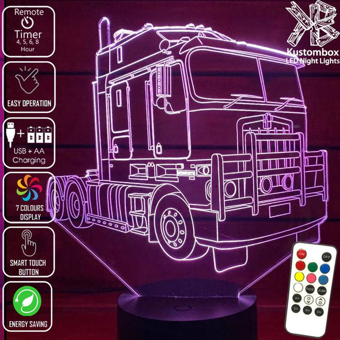 Kenworth K100 Semi Truck - 3D LED Night Light 7 Colours + Remote Control - Kustombox
