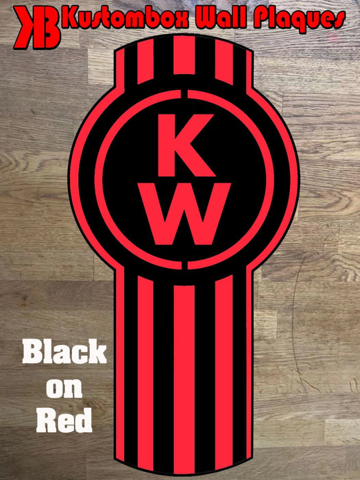 Kenworth Truck Logo Wall Mounted Plaque Acrylic Collectors Item - KustomboxWall PlaqueKustomboxRed On White 300mm