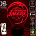 LA LAKERS LOS ANGELES NBA BASKETBALL LED Night Light 7 Colours + Remote Control - Kustombox