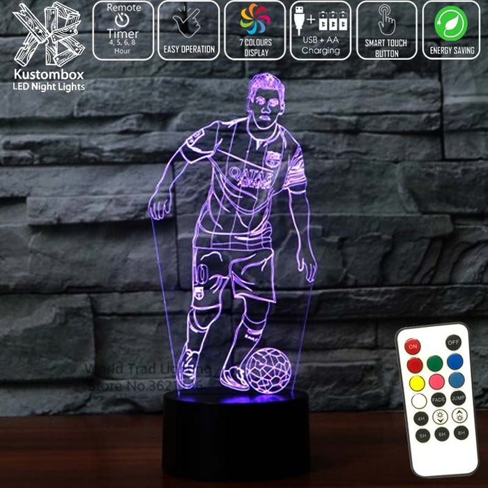 Lionel Messi Argentine footballer player - 3D LED Night Light 7 Colours + Remote Control - Kustombox