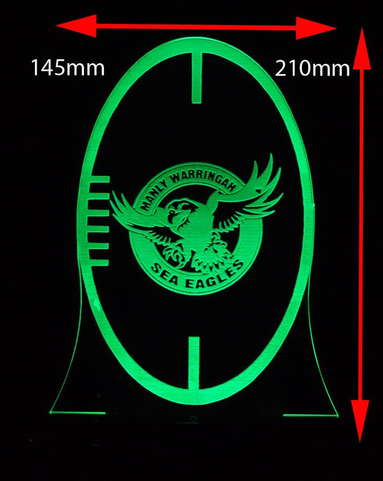 Manly Sea Eagles Rugby League Club 3D LED Night Light 7 Colours + Remote Control - Kustombox NRL