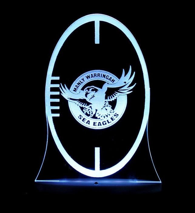 Manly Sea Eagles Rugby League Club 3D LED Night Light 7 Colours + Remote Control - Kustombox NRL