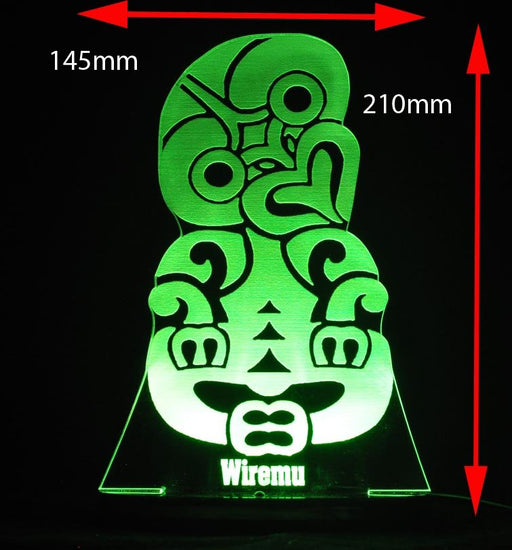 Maori Hei Tiki Personalised Name - 3D LED Night Light 7 Colours + Remote Control - Kustombox kiwi