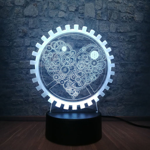 Mechancial Wheel - 3D LED Night Light 7 Colours + Remote Control - Kustombox