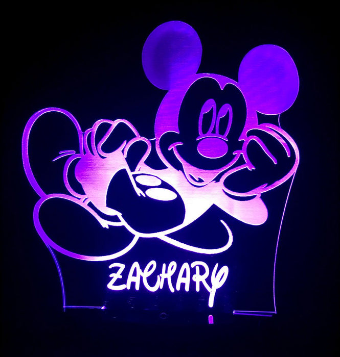 Mickey Mouse Personalised Name - 3D LED Night Light 7 Colours + Remote Control - Kustombox disney