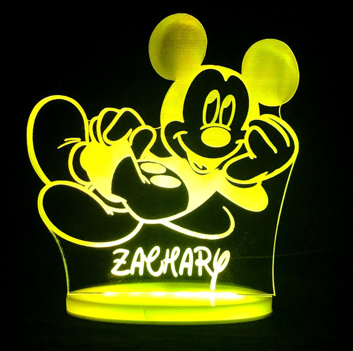 Mickey Mouse Personalised Name - 3D LED Night Light 7 Colours + Remote Control - Kustombox disney