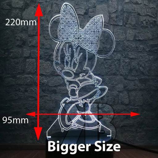 Minnie Mouse Bow Tie Standing Cute 3D - LED Night Light 7 Colours + Remote Control - Kustombox disney
