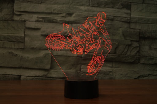 Motorbike Moto Cross Dirt Bike Rider 3D - LED Night Light 7 Colours + Remote Control - Kustombox