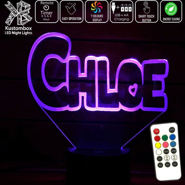 My Little Pony Font Personalised Name 3D LED Night Light 7 Colours + Remote Control - Kustombox