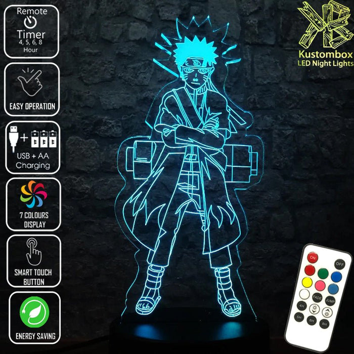 Naruto Shippuden - 3D LED Night Light 7 Colours + Remote Control - Kustombox
