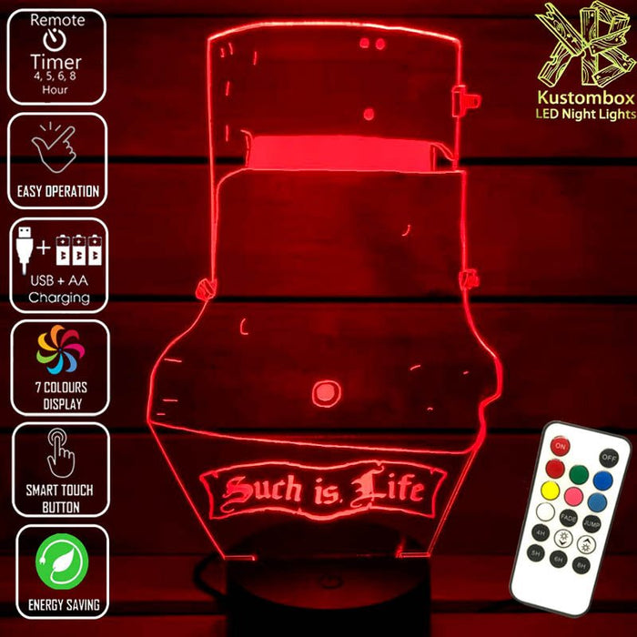 NED KELLY HELMET SUCH IS LIFE- 3D LED Night Light 7 Colours + Remote Control - Kustombox