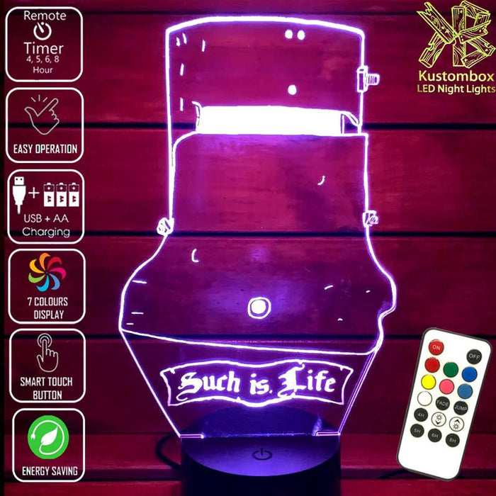 NED KELLY HELMET SUCH IS LIFE- 3D LED Night Light 7 Colours + Remote Control - Kustombox