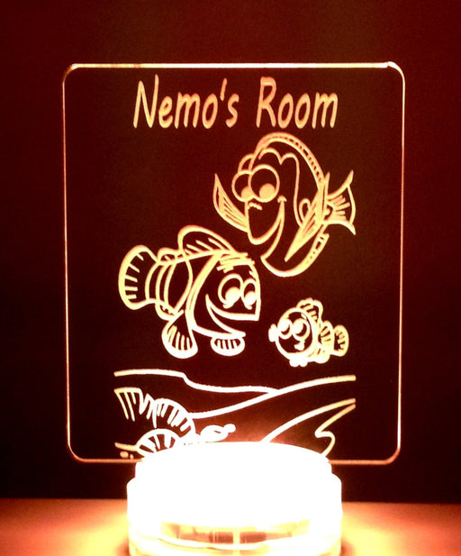 Nemo & Dory Personalised Name 3D LED Night Light 7 Colours + Remote Control - Kustombox disney