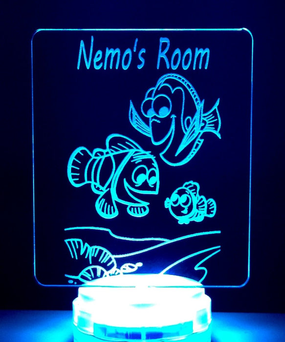 Nemo & Dory Personalised Name 3D LED Night Light 7 Colours + Remote Control - Kustombox disney