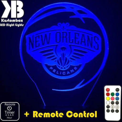NEW ORLEANS PELICANS NBA BASKETBALL LED Night Light 7 Colours + Remote Control - Kustombox