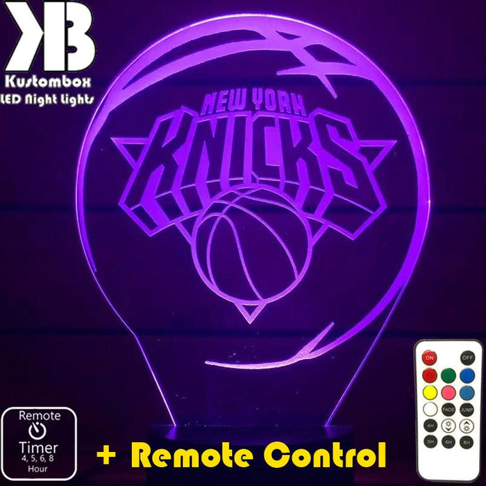 NEW YORK KNICKS NBA BASKETBALL LED Night Light 7 Colours + Remote Control - Kustombox