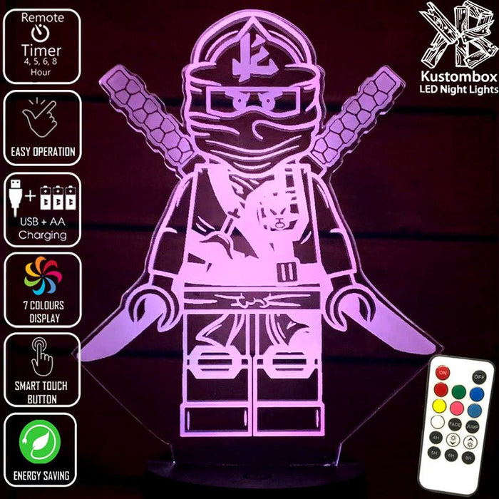 Ninjago Llyod Lego Character - 3D LED Night Light 7 Colours + Remote Control - Kustombox