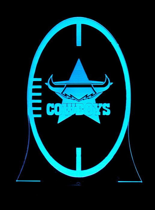 North Qld Cowboys Rugby League Club 3D LED Night Light 7 Colours + Remote Control - KustomboxNRL