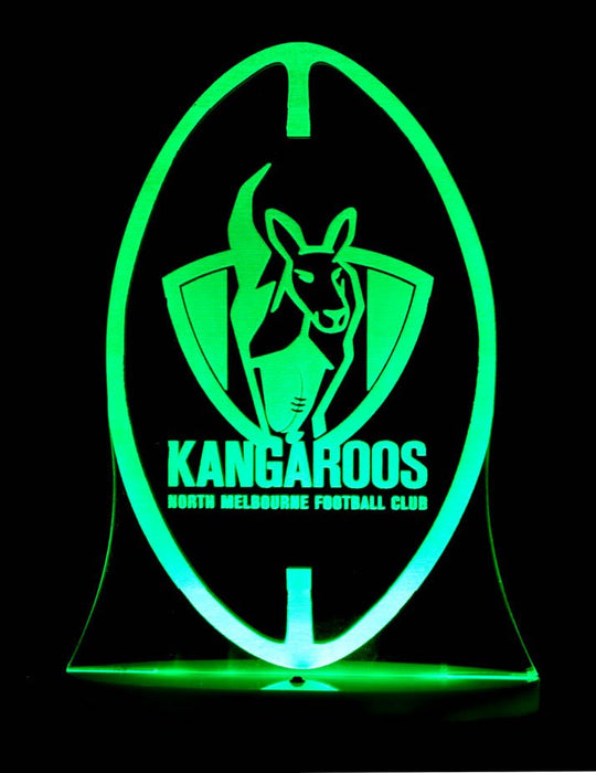 Nth Melbourne Kangaroos Football Club Australian Football - 3D LED Night Light 7 Colours + Remote Control - Kustombox AFL