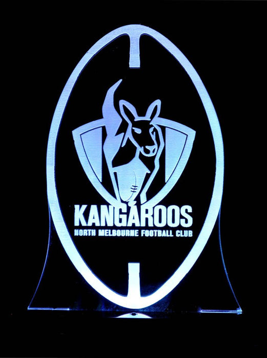 Nth Melbourne Kangaroos Football Club Australian Football - 3D LED Night Light 7 Colours + Remote Control - Kustombox AFL