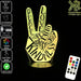 Peace Fingers - 3D LED Night Light 7 Colours + Remote Control - Kustombox