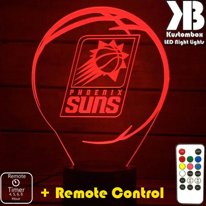 PHOENIX SUNS NBA BASKETBALL LED Night Light 7 Colours + Remote Control - Kustombox