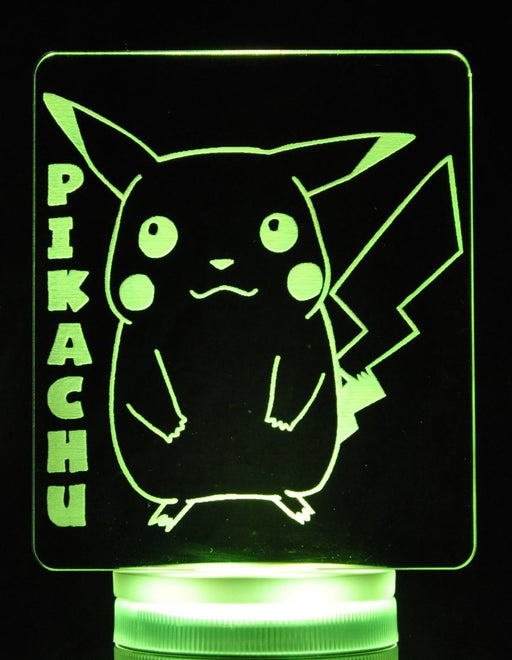 Pikachu Pokemon Personalised Name 3D LED Night Light 7 Colours + Remote Control - Kustombox