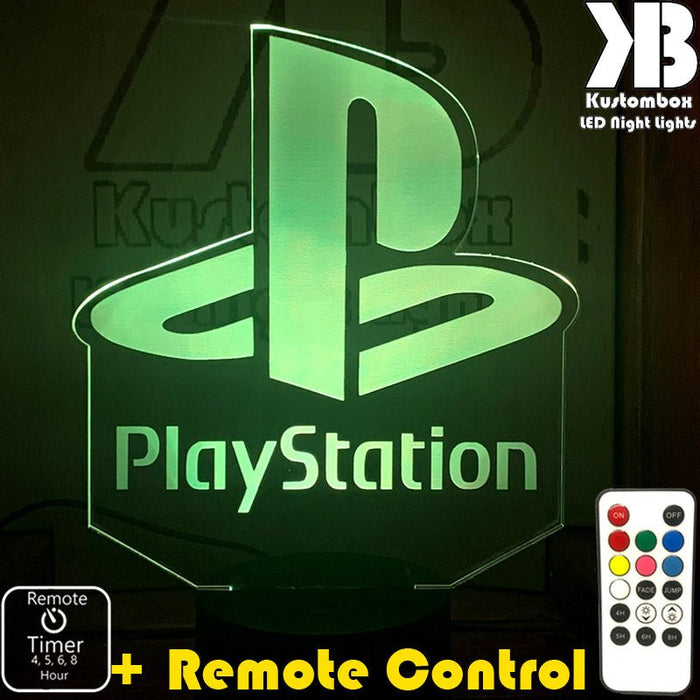 Playstation Logo - 3D LED Night Light 7 Colours + Remote Control - Kustombox