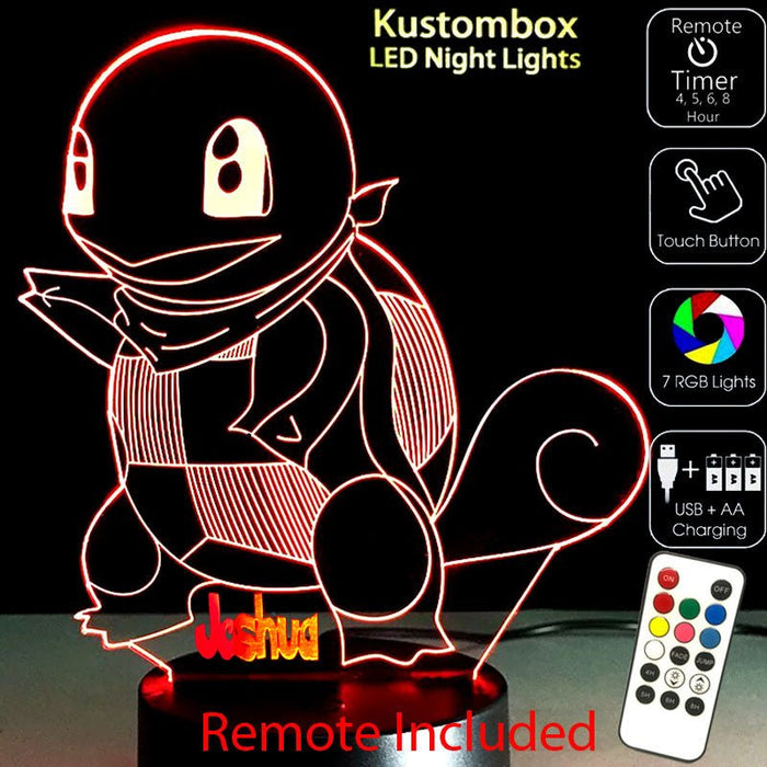 Pokemon Squirtle LED Night Light 7 Colours + Remote Control - Kustombox