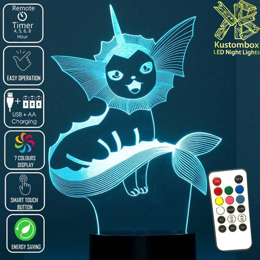 Pokemon Vaporeon LED Night Light 7 Colours + Remote Control - Kustombox