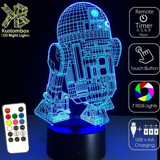 R2D2 Star Wars- LED Night Light 7 Colours + Remote Control - Kustombox