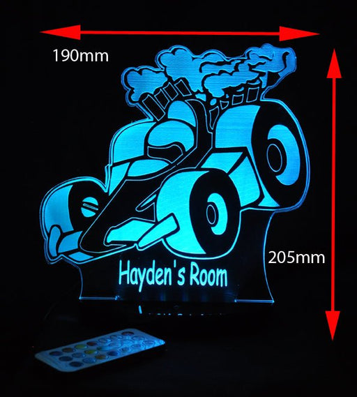 Racing Car Personalised Name - 3D LED Night Light 7 Colours + Remote Control - Kustombox