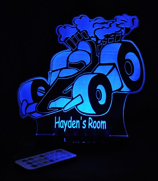Racing Car Personalised Name - 3D LED Night Light 7 Colours + Remote Control - Kustombox