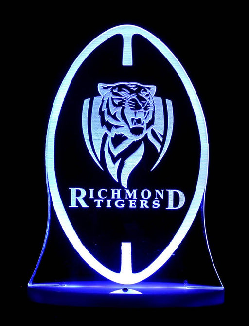 Richmond Tigers Football Club Australian Football 3D LED Night Light 7 Colours + Remote Control - Kustombox AFL