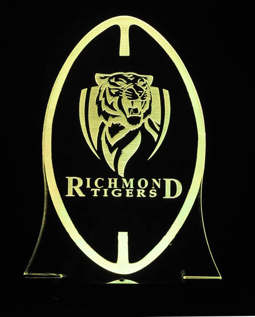 Richmond Tigers Football Club Australian Football 3D LED Night Light 7 Colours + Remote Control - Kustombox AFL