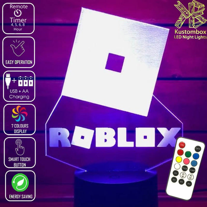 ROBLOX LOGO 3D LED Night Light 7 Colours + Remote Control - Kustombox GAMER