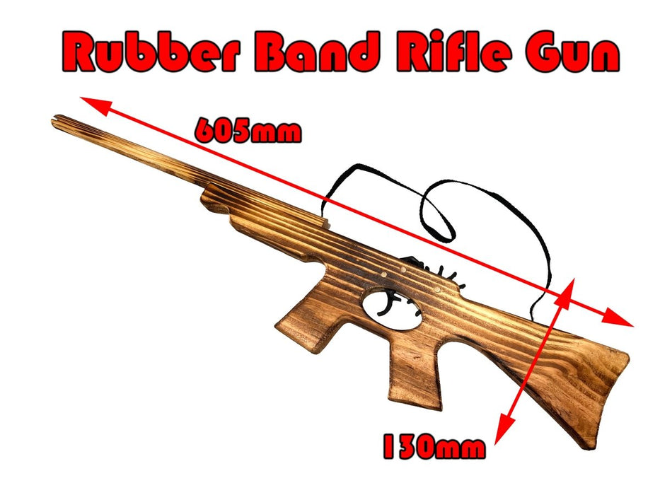 Rubber Band Rifle Gun Timber Gun Launcher Wooden Toy BRAND NEW - Kustombox