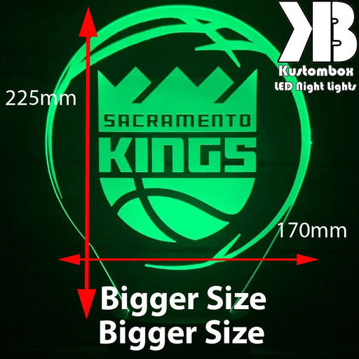 SACRAMENTO KINGS NBA BASKETBALL LED Night Light 7 Colours + Remote Control - Kustombox NBA