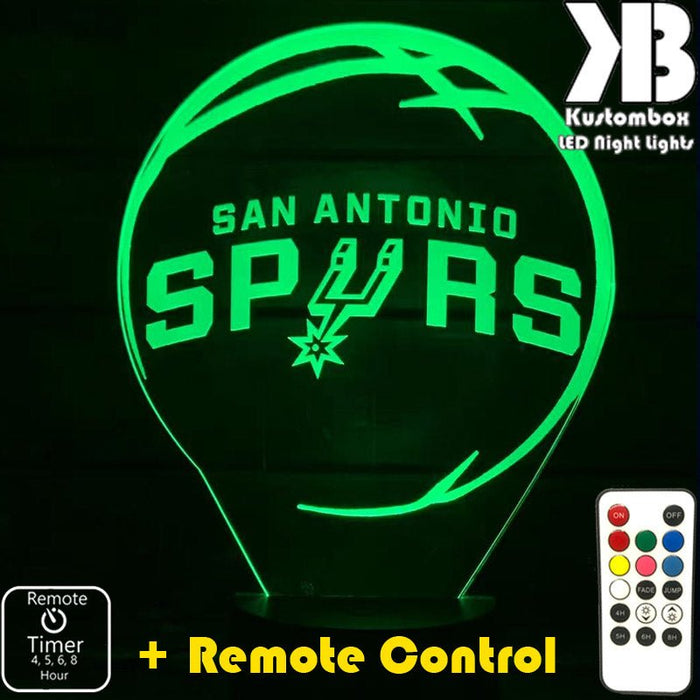 SAN ANTONIO SUPRS NBA BASKETBALL LED Night Light 7 Colours + Remote Control - Kustombox