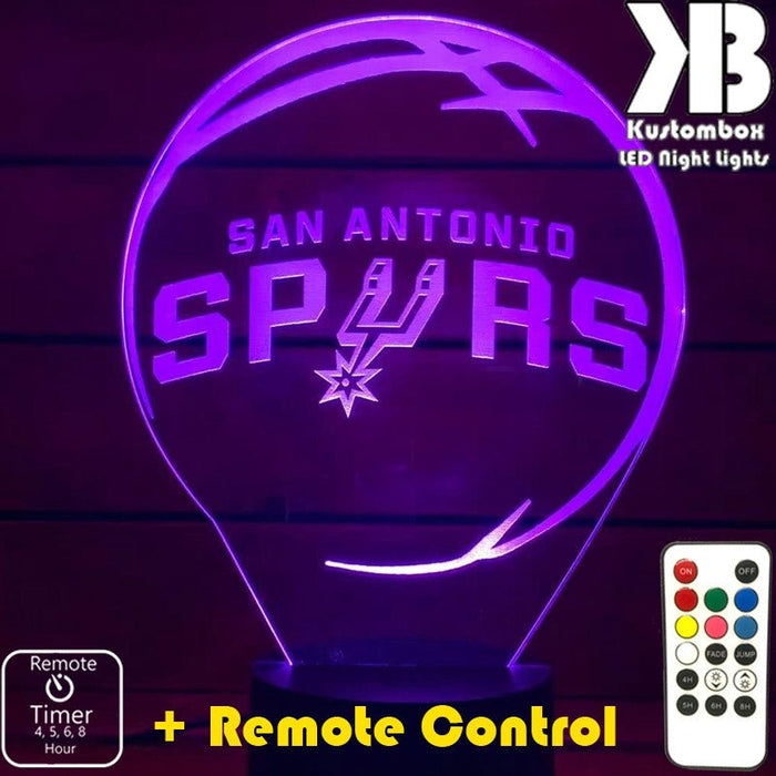 SAN ANTONIO SUPRS NBA BASKETBALL LED Night Light 7 Colours + Remote Control - Kustombox