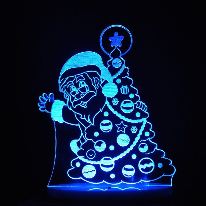 Santa Claus & Christmas Light 3D LED Night Light 7 Colours + Remote Control - Kustombox xmas