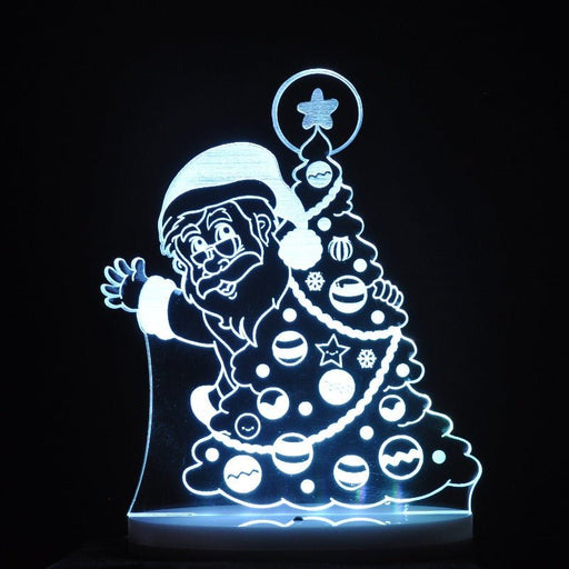 Santa Claus & Christmas Light 3D LED Night Light 7 Colours + Remote Control - Kustombox xmas