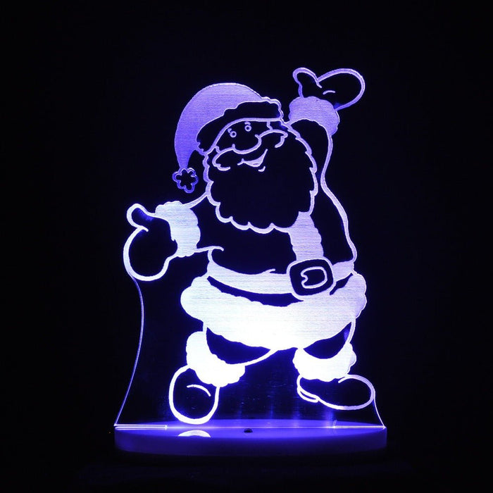 Santa Claus Christmas Light 3D LED Night Light 7 Colours + Remote Control - Kustombox xmas