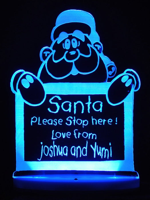 Santa Claus Please Stop Here Christmas Light 3D LED Night Light 7 Colours + Remote Control - Kustombox