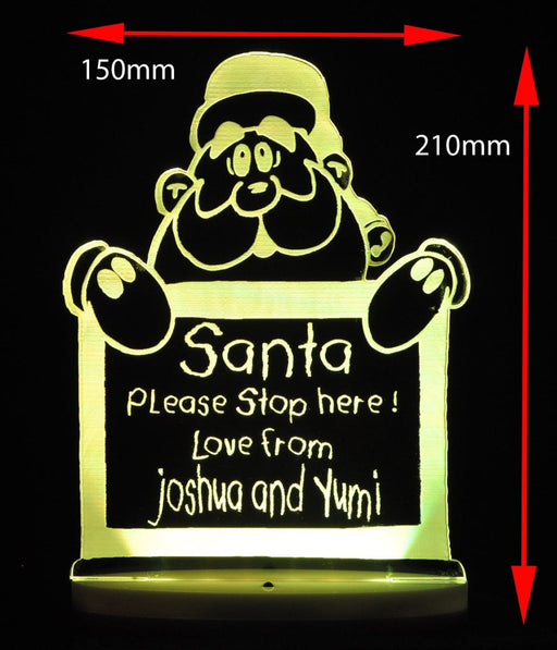 Santa Claus Please Stop Here Christmas Light 3D LED Night Light 7 Colours + Remote Control - Kustombox