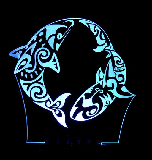 Shark and Dolphin Kiwi Art - 3D LED Night Light 7 Colours + Remote Control - Kustombox