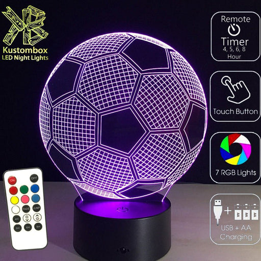 SOCCER BALL / FOOTBALL LED Night Light 7 Colours + Remote Control - Kustombox EFC
