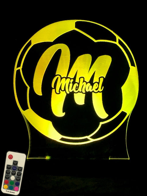Soccer Football Personalised Name 3D LED Night Light 7 Colours + Remote Control - Kustombox