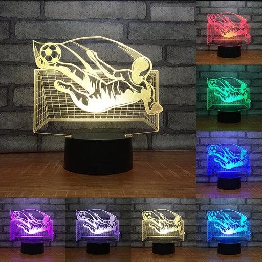 Soccer Player Goal Keeper in Net- 3D LED Night Light 7 Colours + Remote Control - Kustombox