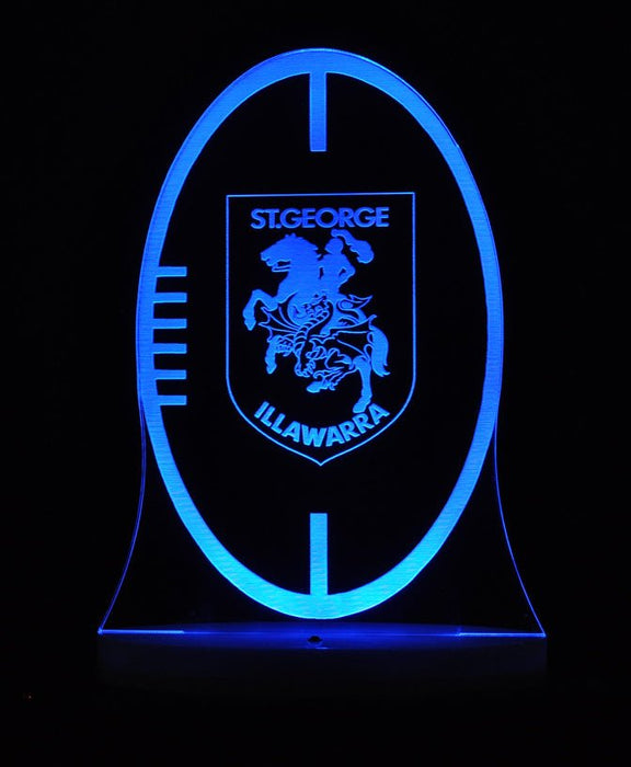 St George Illawarra Dragons Rugby League Club 3D LED Night Light 7 Colours + Remote Control - Kustombox NRL